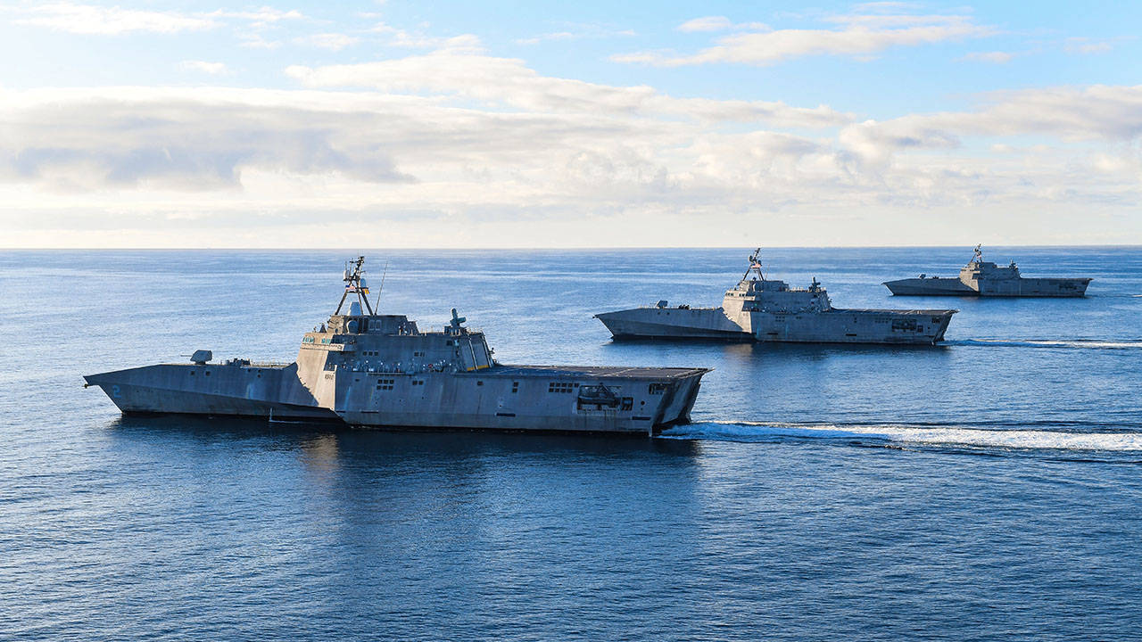 LCS ships in the ocean