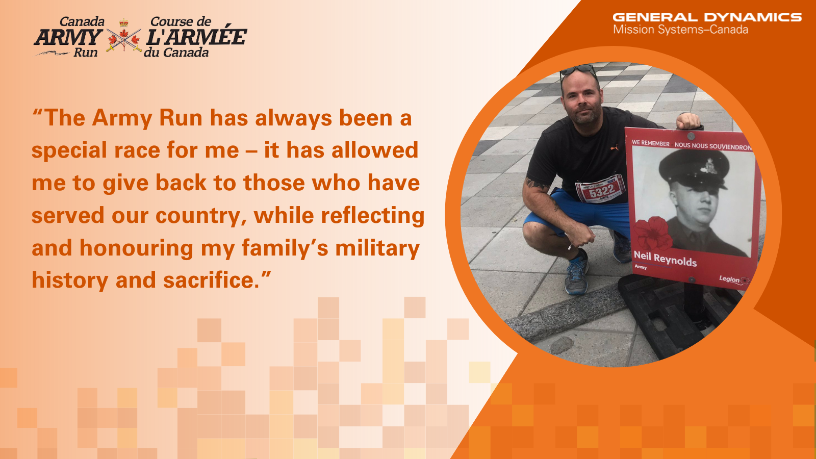 Colleague next to photo of a veteran.