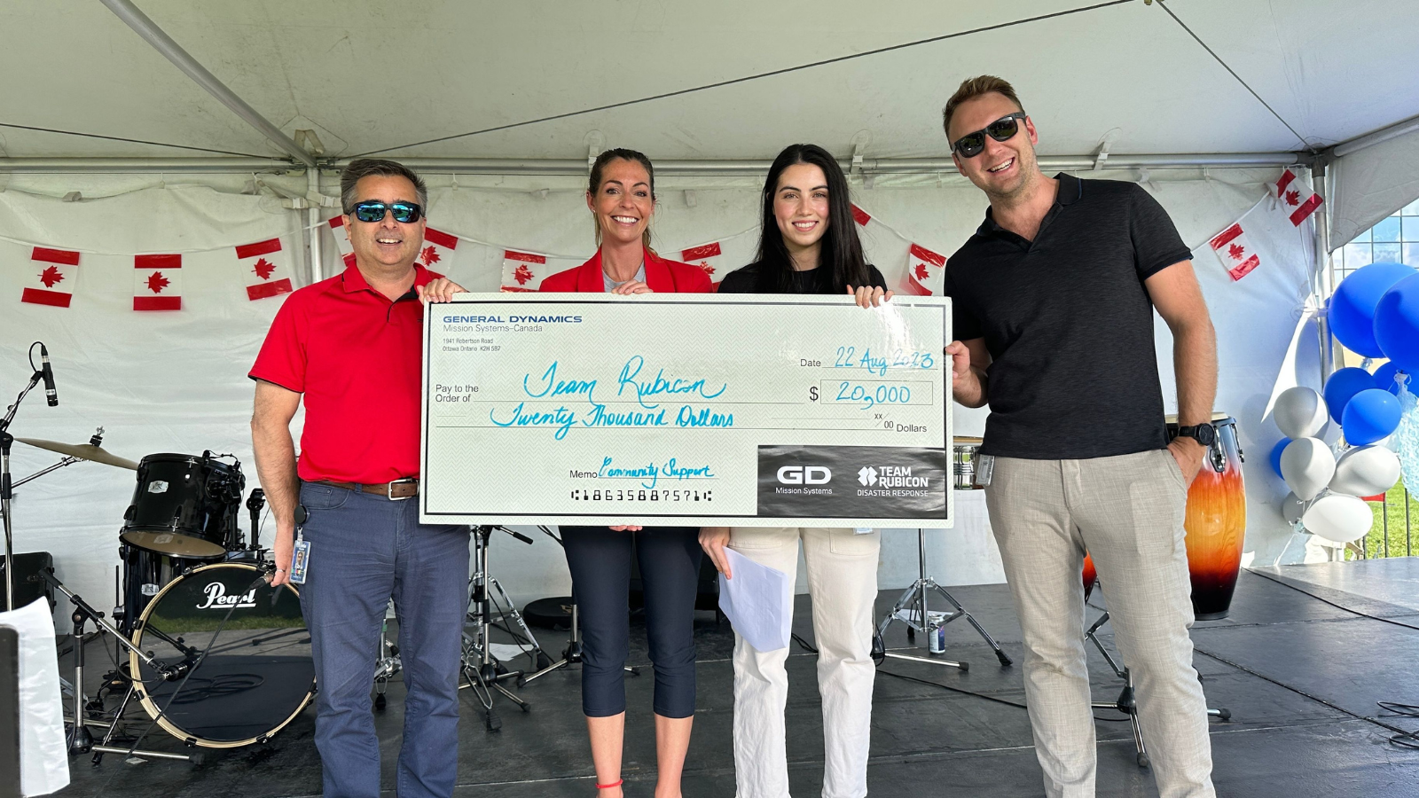 Cheque presentation to TR Canada.