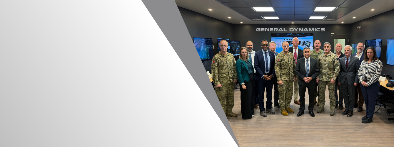 Homepage carousel graphic with group photo of GDMS-C colleagues and CAF