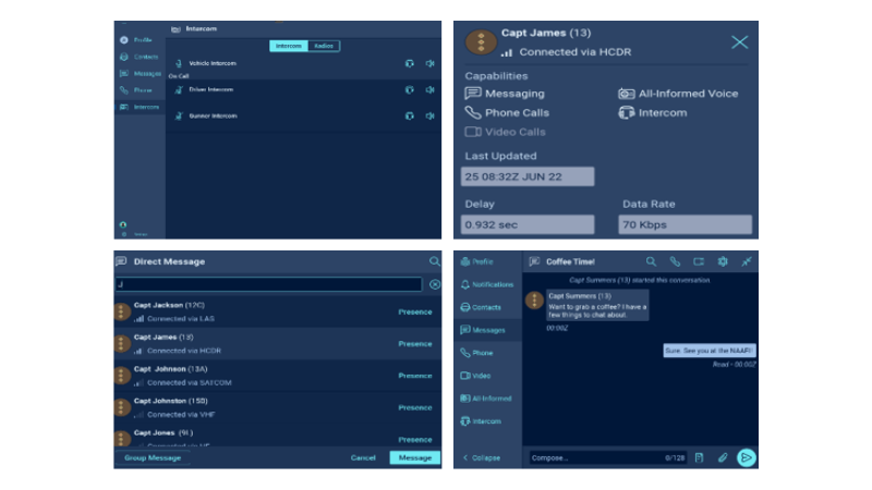 Intercom interface screens