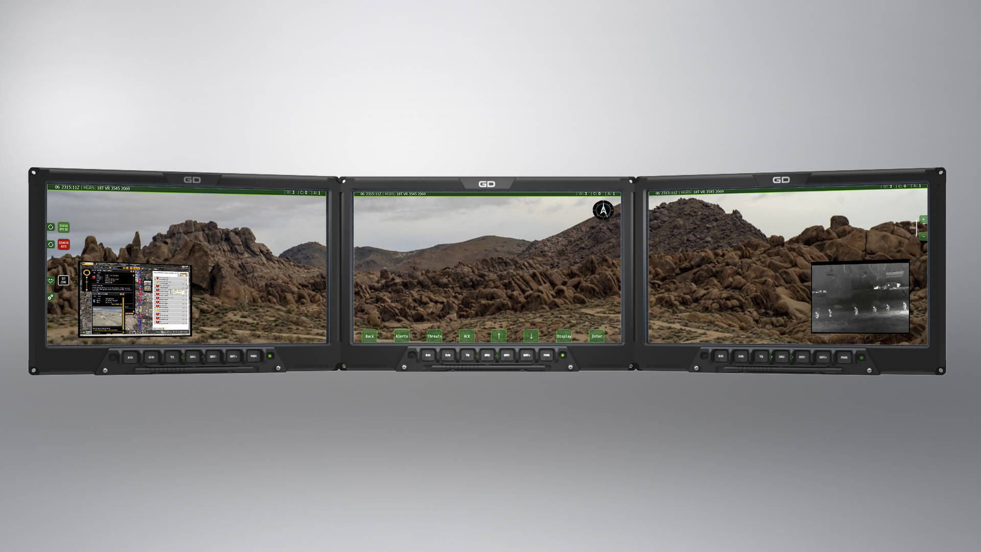 Three displays showing seamless panorama